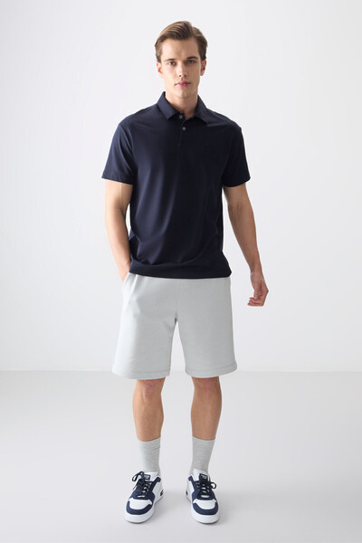 AIR JONES Μπλουζάκι ανδρικό μπλουζάκι με χοντρή απαλή υφή από βαμβακερό μπλουζάκι Polo Neck Oversize Fit Basic - 88381