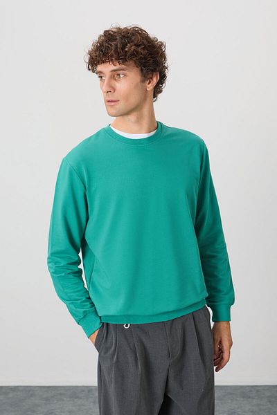 AIR JONES Ανδρικό φούτερ - Sea Green, Cotton Soft Texture, Standard Fit, Basic - 88363