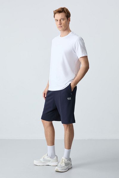 AIR JONES Ανδρικό σορτς Navy Blue Cotton με χοντρή μαλακή υφή Standard Fit Basic - 81277