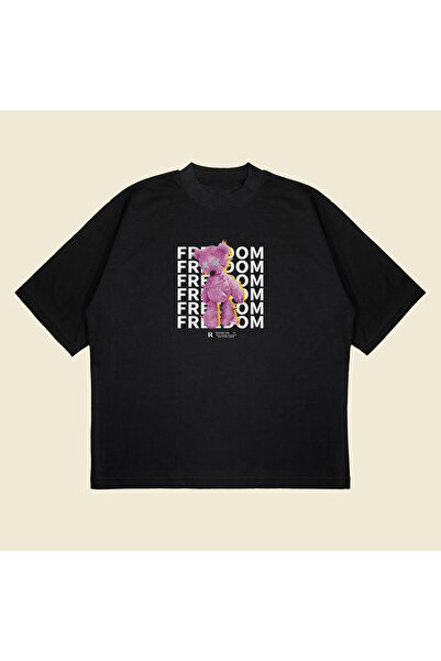 PURE POWER Pink Anarchy cu imprimeu supradimensionat Bumbac unisex țesătură g...