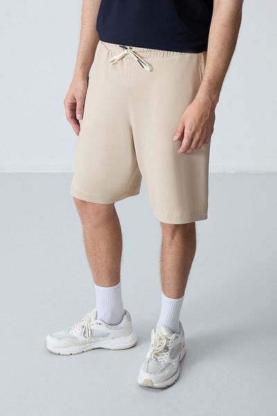 AIR JONES Pantaloni scurți bej pentru bărbați - bumbac, textura moale groasă, potrivire standard - 81275