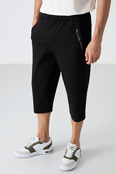 TOMMY LIFE Siyah Ön Cep Detaylı Standart Kalıp Klasik Paça Erkek Kapri - 83092