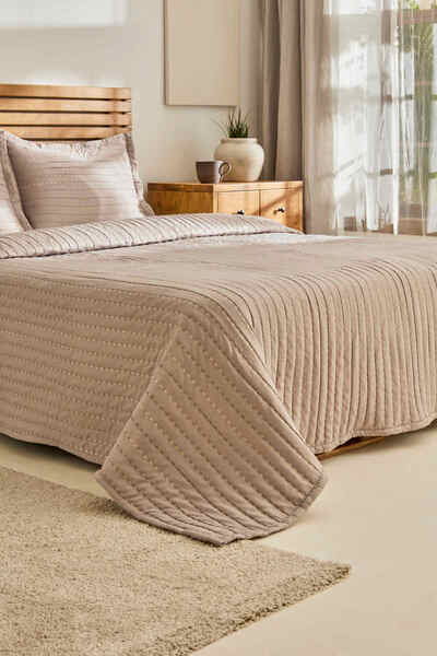 Kaşmir Home Amelia Tek Kişilik Yatak Örtüsü Takımı Bej