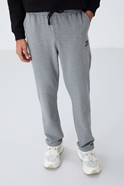 TOMMY LIFE Gri Melanj Bağcıklı Cepli Standart Kalıp Klasik Paça Erkek Eşofman Alt - 84682