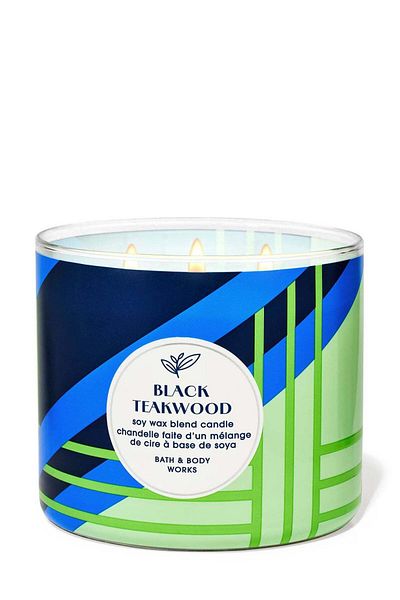 Bath & Body Works Black Teakwood 3-Wick Candle