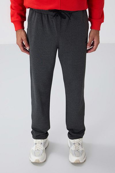 TOMMY LIFE Ανδρικό Παντελόνι Φούτερ anthracitE MElangE Classic LEg - LacE-up and PockEt - 84682