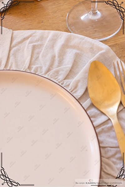 XAMANTHA 2 Adet 40x40cm Supla, %100 Keten, Şık Tasarım Supla Fırfırlı Keten Amerikan Servisi Yuvarlak