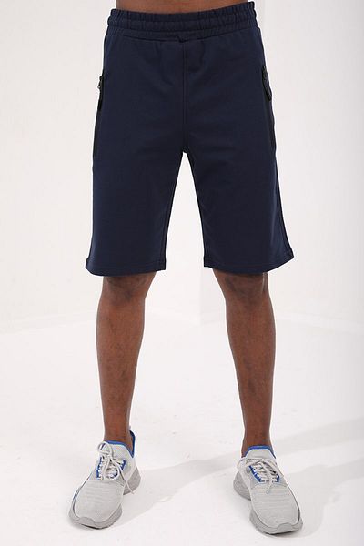 TOMMY LIFE Pantaloni scurți indigo pentru bărbați - cu fermoar și detaliu text, croială standard - 81141