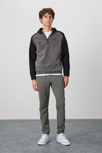 AIR JONES Ανδρικό φούτερ από φλις τυπική εφαρμογή Ruby Dark Grey - 88300