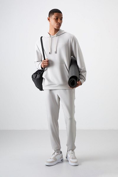 AIR JONES Σετ ανδρικής φόρμας με κέντημα Comfort Fit με χοντρή μαλακή υφή από πέτρα - 85255