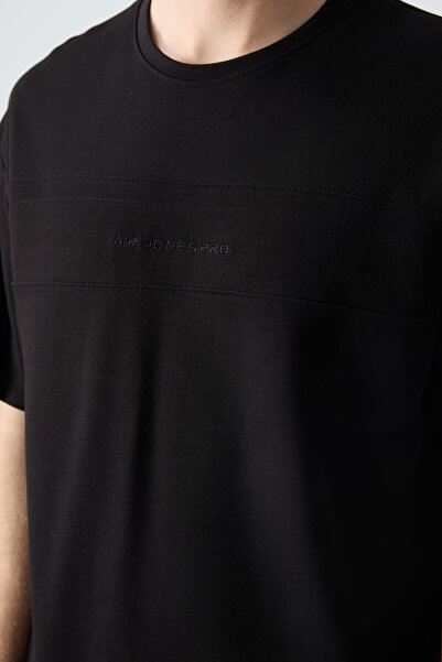 AIR JONES Σετ ανδρικό σορτς με χοντρή απαλή υφή μαύρο βαμβακερό oversize - 85257