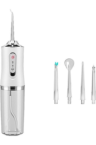 COOYA Water Flosser, Cordless Dental Irrigator with 4 Nozzles, Electric Oral Cleaner, White