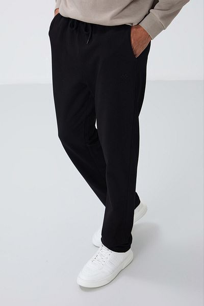 TOMMY LIFE Ανδρικό παντελόνι - Μαύρο, LacE-up και PockEt, Classic Fit - 84682