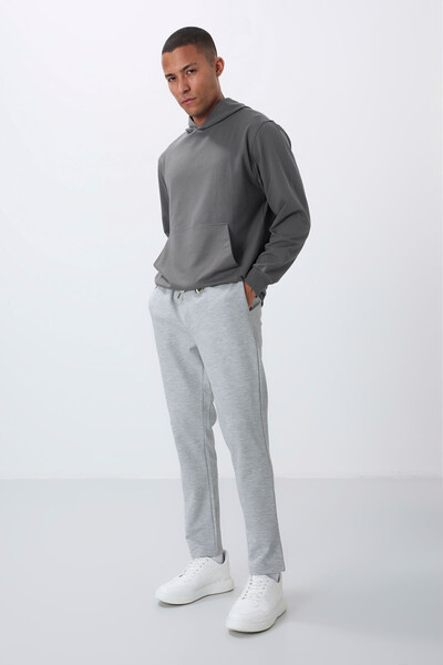 AIR JONES Partea de jos a pantaloni de trening pentru bărbați, cu suprafață gri, texturată, cu potrivire standard - 82155