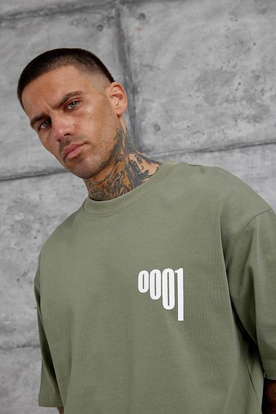 NOMARC Χακί 0001 Μπλουζάκι Oversize με γραφή