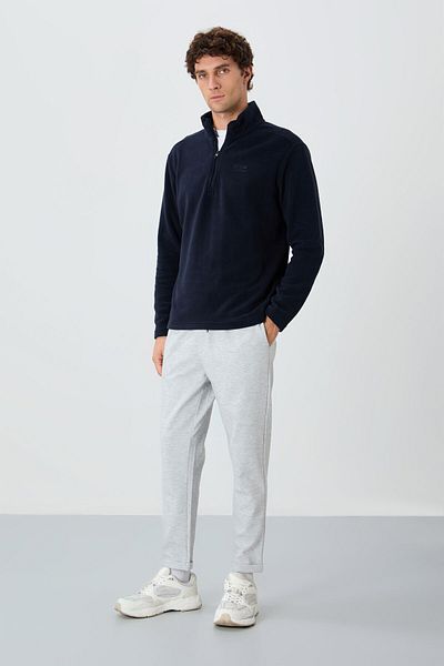 AIR JONES Ανδρικό φούτερ από φλις γιακά River Navy Blue - 88310