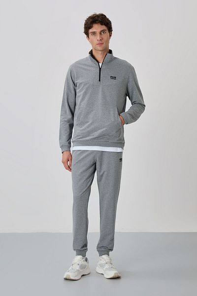 AIR JONES Σετ φόρμας Herbert Grey Melange Stand Collar - 85233