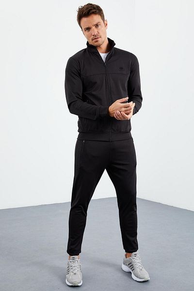 TOMMY LIFE Μαύρο Σετ ανδρικής φόρμας με φερμουάρ με φερμουάρ Standard Fit - 85160