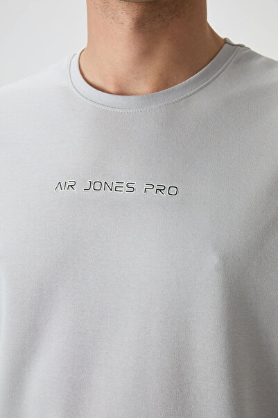 AIR JONES Ανδρικό μπλουζάκι με στάμπα από πέτρινη βαμβακερή υφή με χοντρή επιφάνεια - 88364