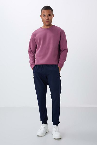 TOMMY LIFE Ανδρικό παντελόνι Jogger Indigo με φερμουάρ και τσέπες, Standard Fit - 84651