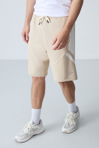 AIR JONES Pantaloni scurți bej pentru bărbați - bumbac, textura moale groasă, potrivire standard - 81281