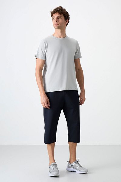 TOMMY LIFE Navy Blue - Λευκή τσέπη με φερμουάρ Standard Fit Classic Leg Ανδρικό Κάπρι - 83091