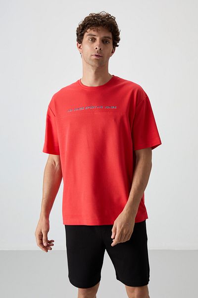 AIR JONES Ανδρικό μπλουζάκι με στάμπα Fiesta Cotton Thick Surface Texture Oversize Fit - 88371