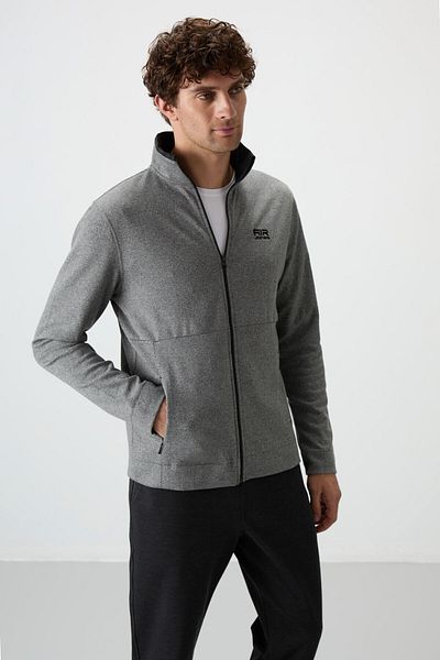 AIR JONES Σετ ανδρικής φόρμας Bruce Grey Black - Stand Collar - 85200