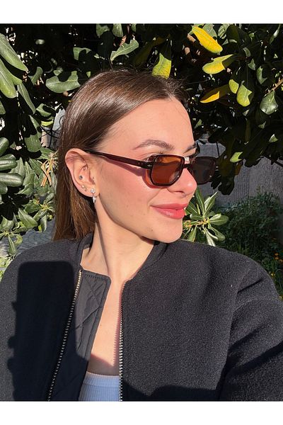 Melinora Tessa Brown New Season Geometric Sunglasses