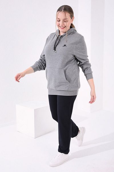 TOMMY LIFE Λεπτομερές αθλητικό παντελόνι Navy Blue Stone Plus Size - 94040