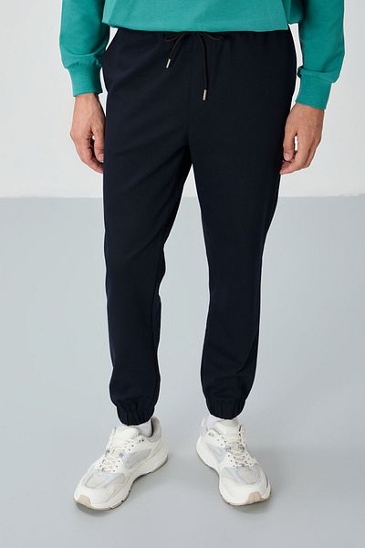 AIR JONES Ανδρική φόρμα αθλητικής φόρμας Navy Blue Surface Textured Standard Fit - 82156