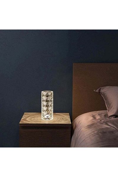 COOYA Table Lamp, Portable Crystal 3 Color Touch Control Lamp, Rechargeable, for Room Decor(White)
