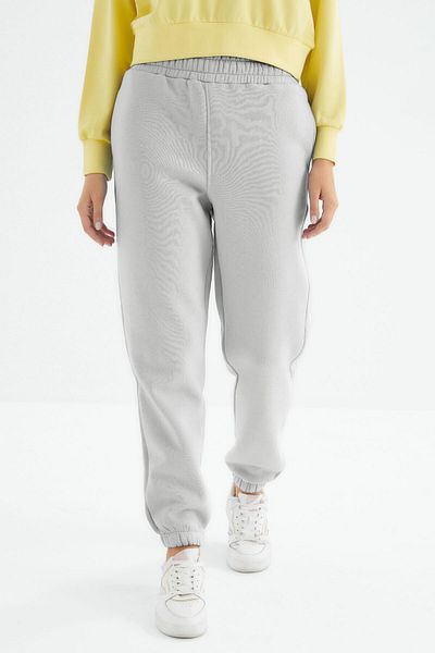 TOMMY LIFE Stone High Waist Raised 3 Thread Cotton Basic Women's Sweatpants - 94624