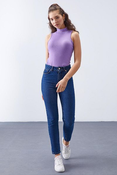 TOMMY LIFE Světle modré Slim Fit dámské kalhoty s vysokým pasem - 94612