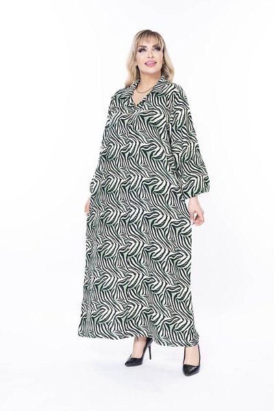 mervemoda Γυναικείο μακρυμάνικο καλοκαιρινό φόρεμα μεγάλου μεγέθους