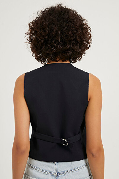 Arma Life Kadın Düğmeli Askılı Basic Kısa Laci Crop Yelek