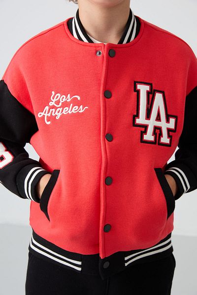 TOMMY LIFE Fiesta Inside Feathered Soft Textured Thick Embroidered Boy's College Jacket 11258