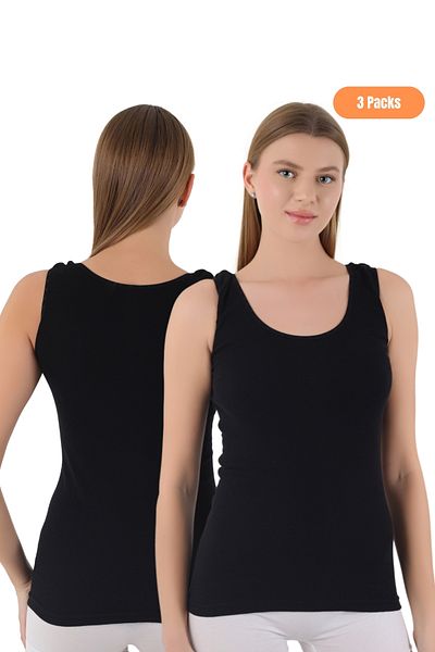 CNT Women's 3-Piece Ribbed Fabric Thick Strap Tank Top Set