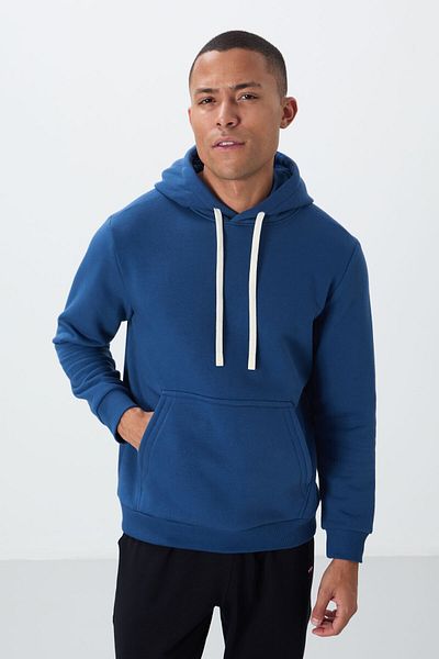 TOMMY LIFE Ανδρικό φούτερ με κέντημα με άνετη εφαρμογή, βαμβακερό χοντρό εσωτερικό, μαλακή υφή - 88419