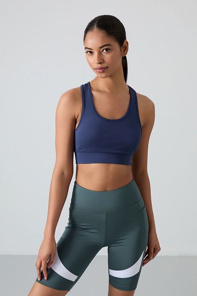 TOMMY LIFE Bustieră sport pentru femei, cu decolteu în U, cu detaliu în spate indigo - 97120