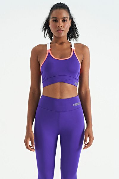 TOMMY LIFE Bustieră de damă, mov închis, cu curea detaliată în spate, slim fit - 97254