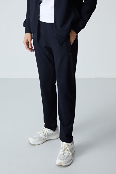 TOMMY LIFE Lacivert Pamuklu Kalın Yumuşak Dokulu Comfort Fit Basic Erkek Eşofman Takım - 85260