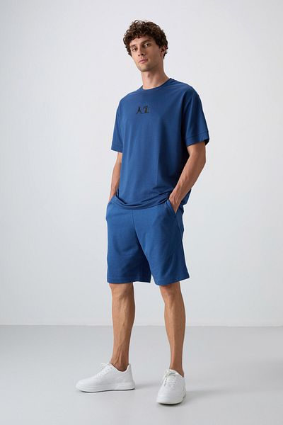 TOMMY LIFE Ανδρικό σορτς με στάμπα Comfort Fit με παχιά απαλή υφή από βαμβάκι Parliament - 81263