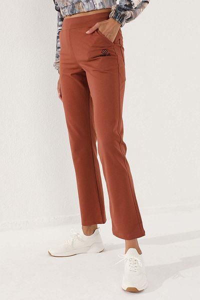 TOMMY LIFE High Waist and Pocket Cinnamon Color Women's Sweatpants - 94185