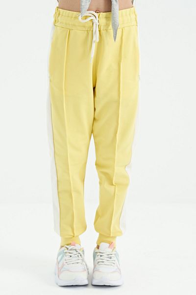 TOMMY LIFE Jogger Sweatpants για κορίτσια - Λεμόνι στάμπα, πλαϊνή ζώνη και κρυφή τσέπη με φερμουάρ - 75122
