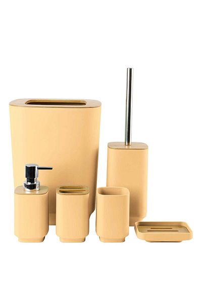 Ella Home Italia Set of 6 bathroom accessories, Yellow