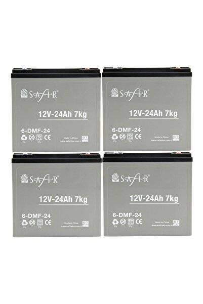 Safir Akü Safir 12 V - 24 Ah Grafen Jel Akü 4'lü Set Elektrikli Bisiklet Aküsü