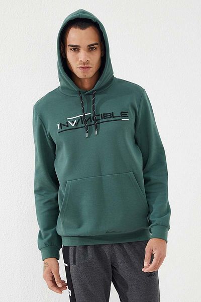 TOMMY LIFE Ανδρικό φούτερ Green Kangaroo Pocket Standard Fit Hooded - 87883