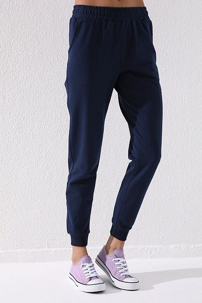 TOMMY LIFE Indigo High Waist Jogger Comfortable Form Γυναικεία αθλητική φόρμα με μανσέτες στο κάτω μέρος - 94561