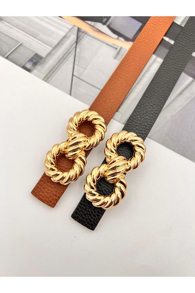 MODAM HİFA Pachet de 2 curele de aur îndoită pentru femei, curea pentru pantaloni, curea pentru rochie, curea pentru cămașă, curea pentru haină